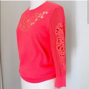 Ted Baker Open Work Open Knit Crew Neck Sweater